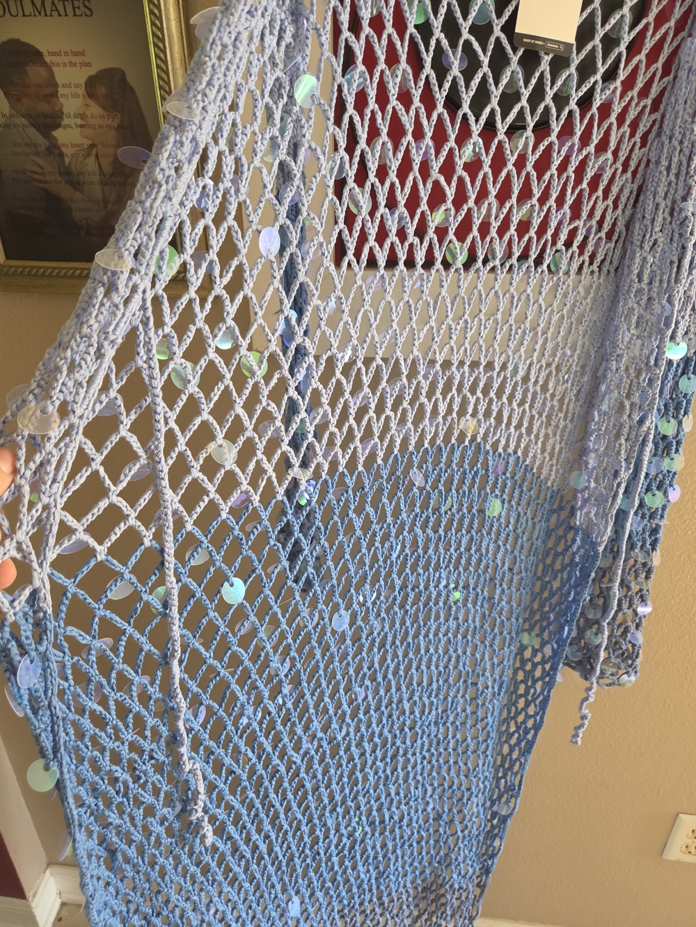 Unbranded Lavender Blue Sequin Crochet Swim Coverup - Picture 6 of 6